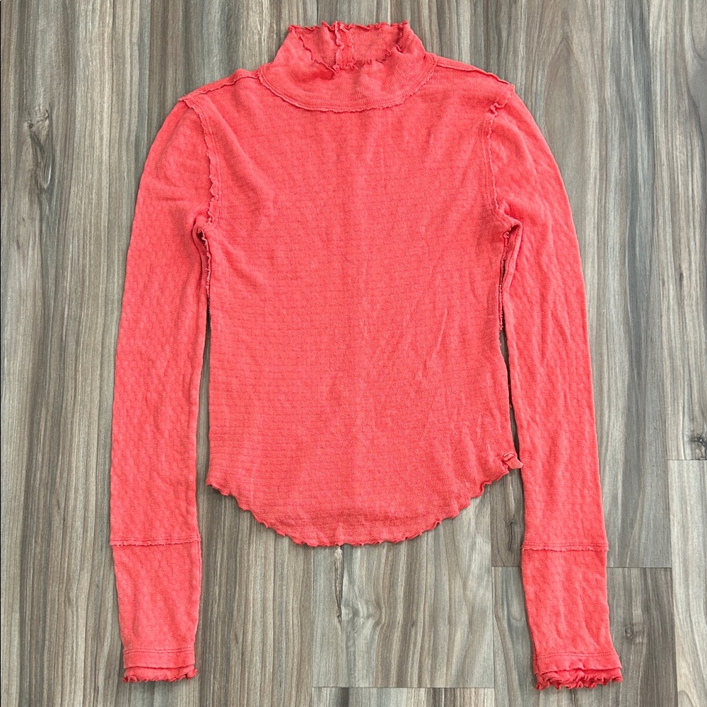 We The Free by Free People Vibrant Coral Long Sleeve Top
